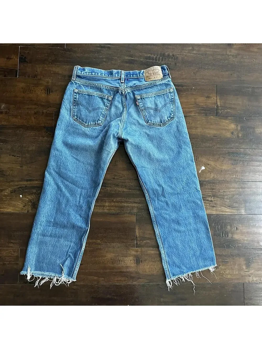 Levis 501 Vintage 90s Straight Leg XX Capri Jeans 36x34 Light Wash Act 32x25